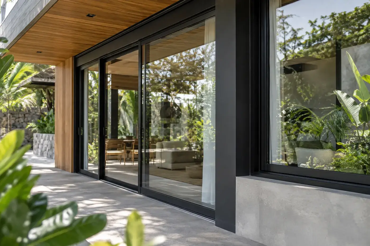 Aluminum sliding glass doors and window frames
